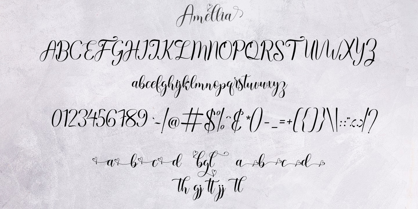 Пример шрифта Amellia Script Regular